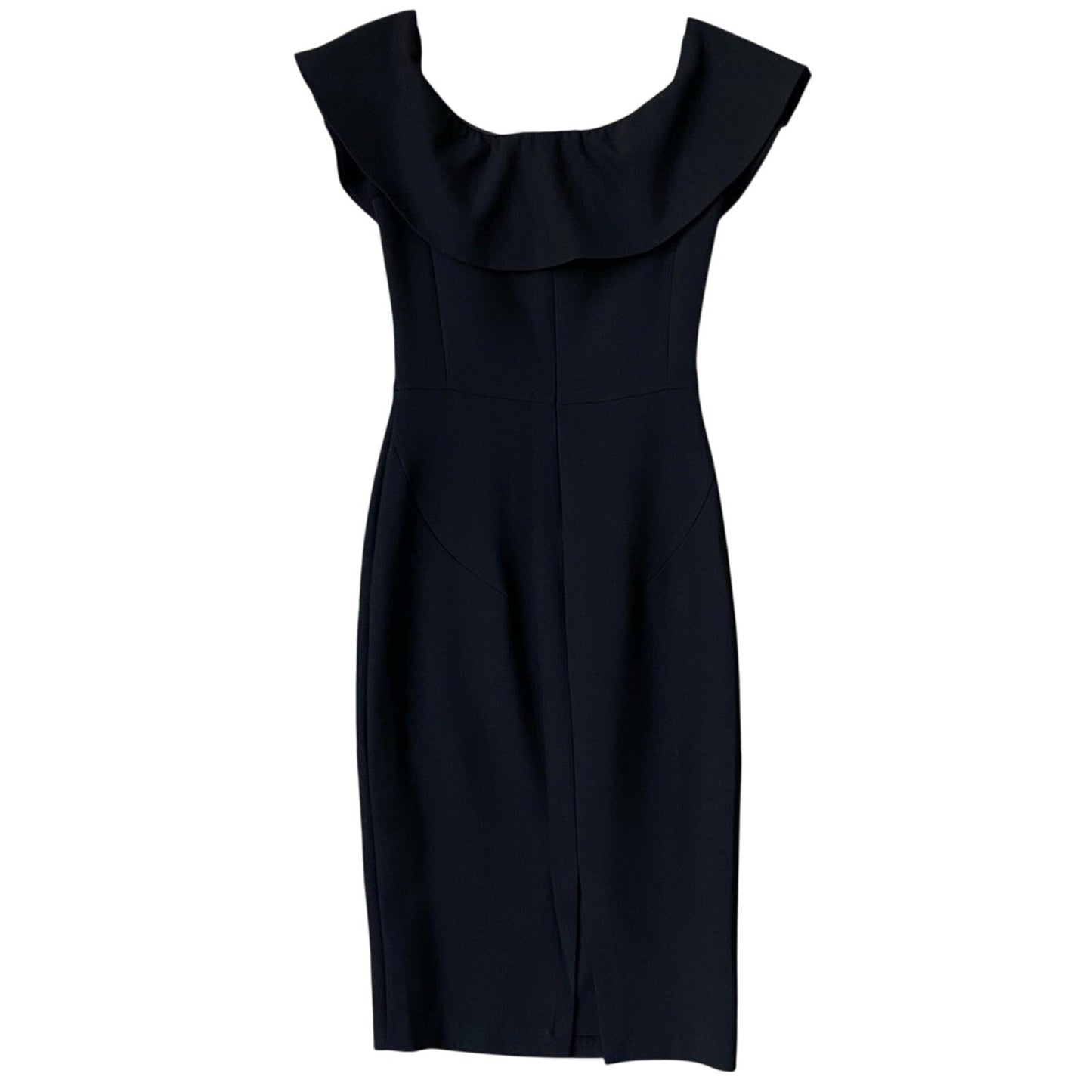 Zara Basic Womens Small Black 100% Polyester LBD Midi Off Shoulder Bodycon Dress