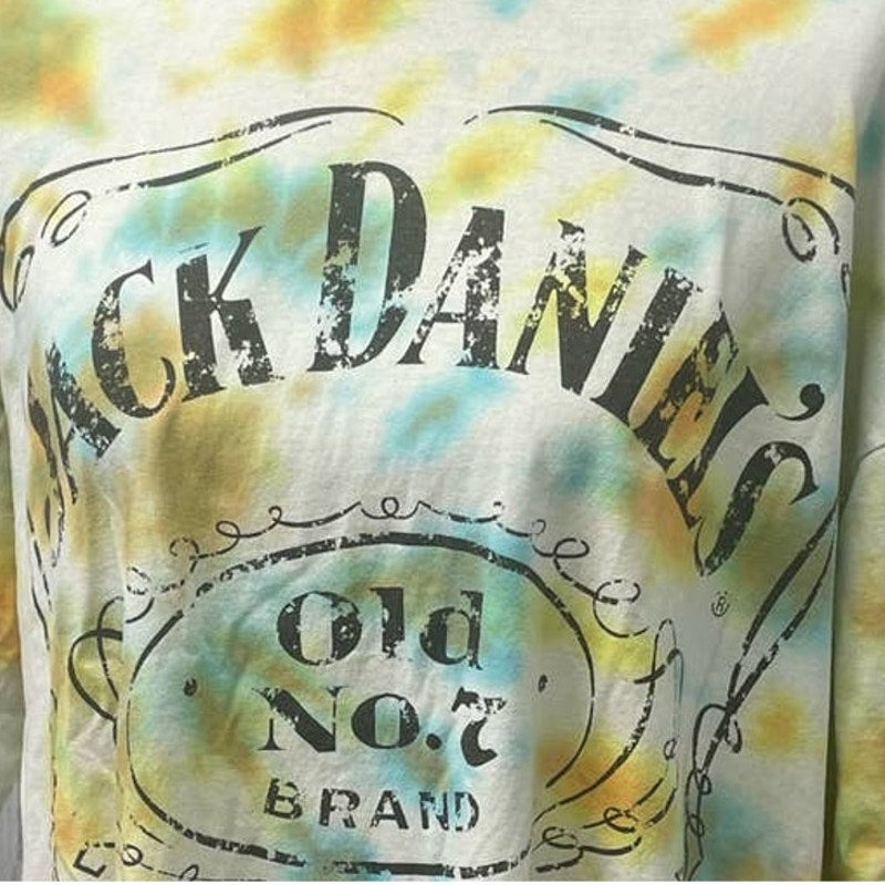 Jack Daniel's Whiskey XL Tie Dyed Short Sleeve 100% Cotton Crew Neck Tee Shirt