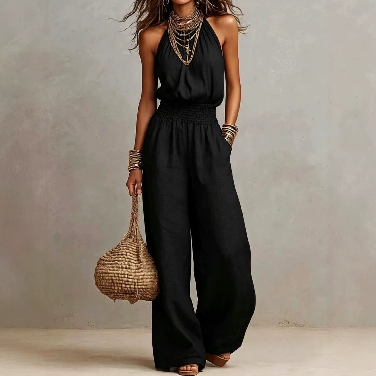 European And American Women's Backless Jumpsuit