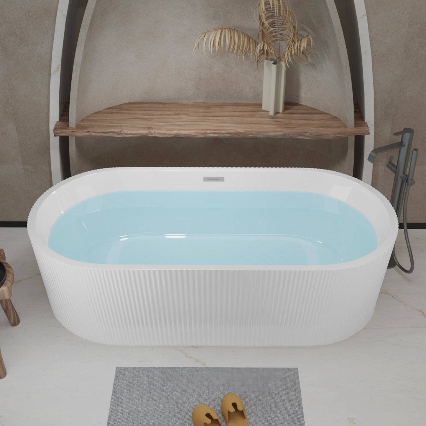 67" Linear Acrylic Freestanding Bathtub