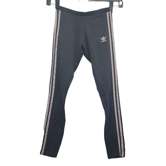 Adidas Womens Small Cotton Spandex Side Striped Athletic Leggings