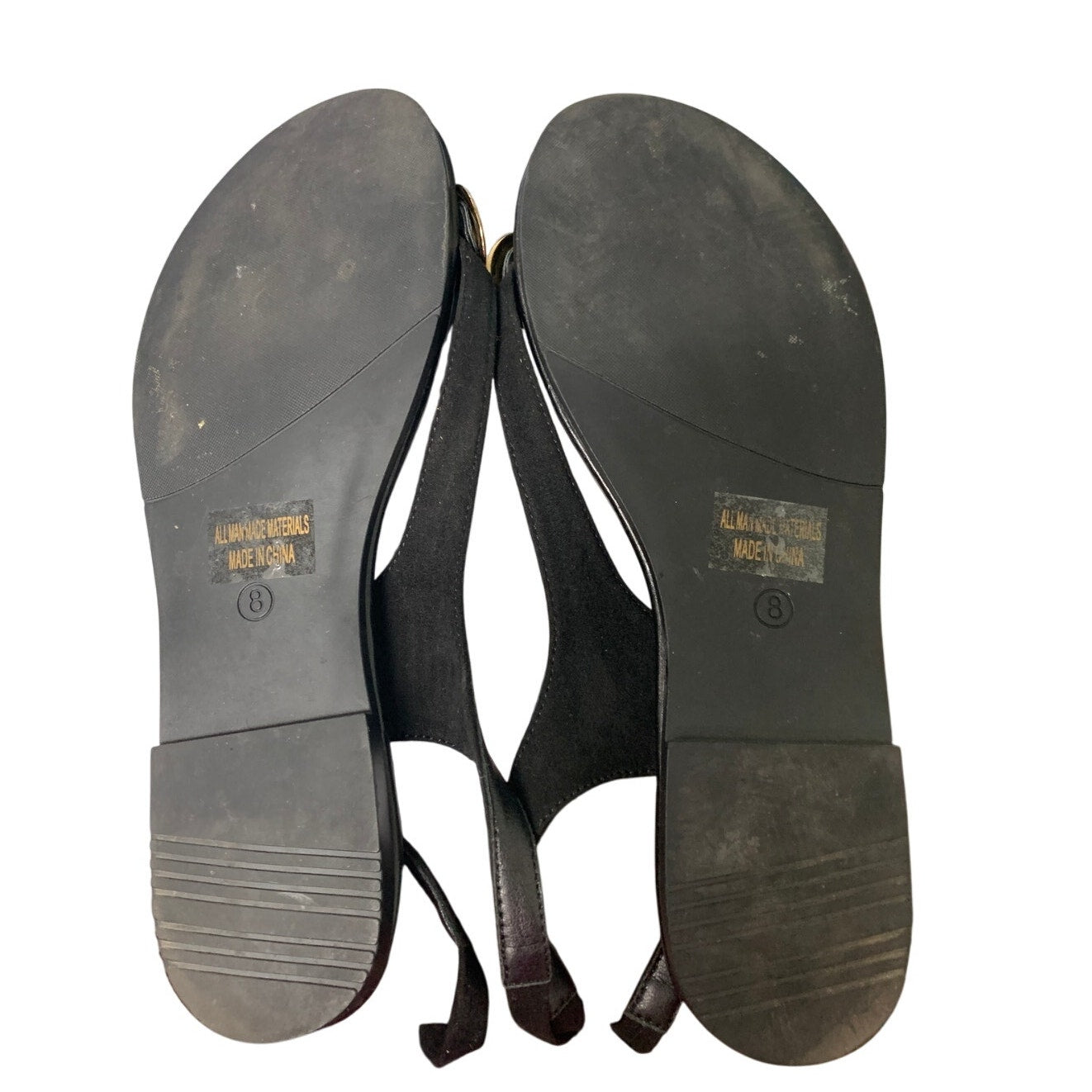 Carcuume Womens Size 8 Black Faux Suede Flat Sandals Strappy Tie Flip Flop Shoes