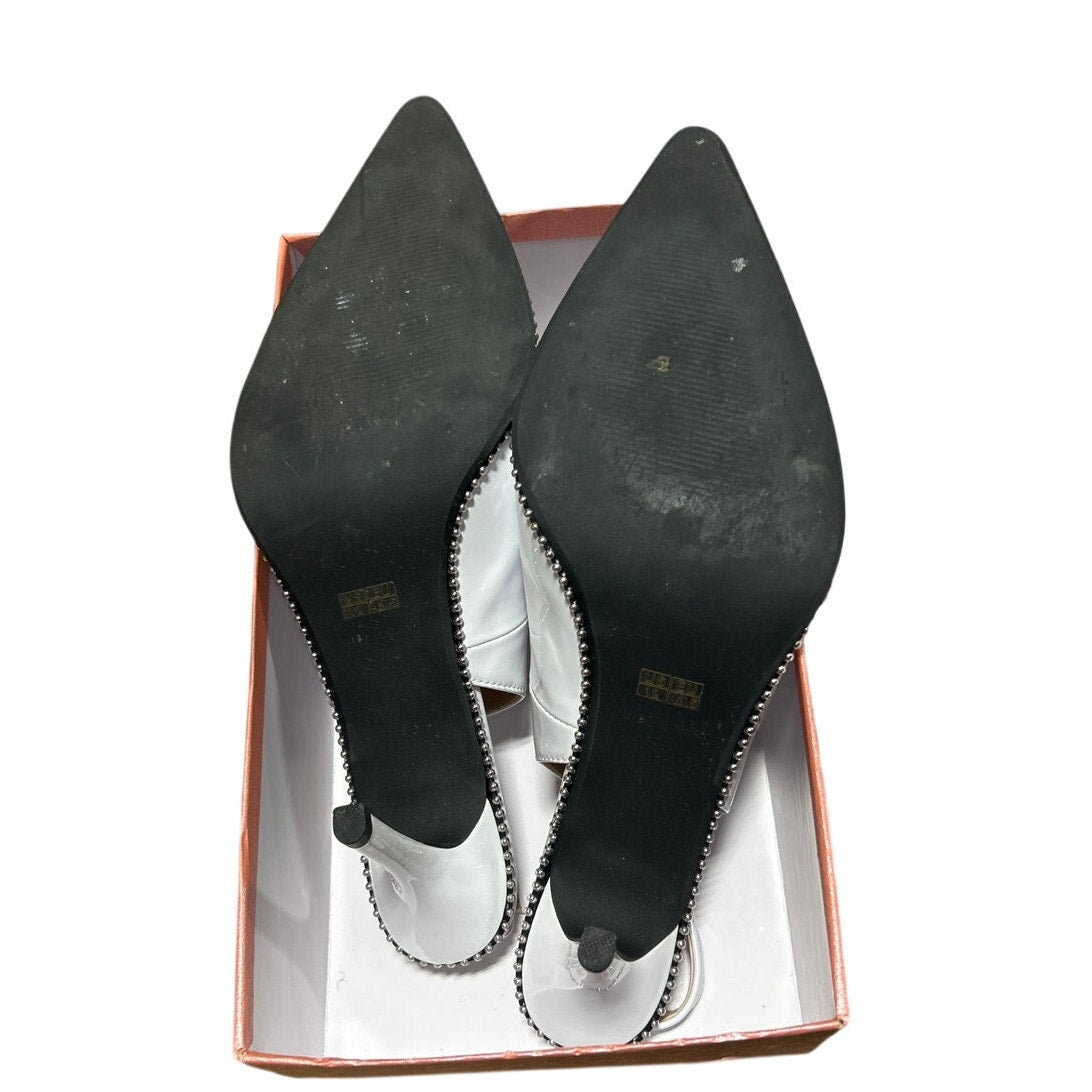Zamikoo Womens Size 12 White 3.5" Heels Slingback Closed Pointed Toe Shoes