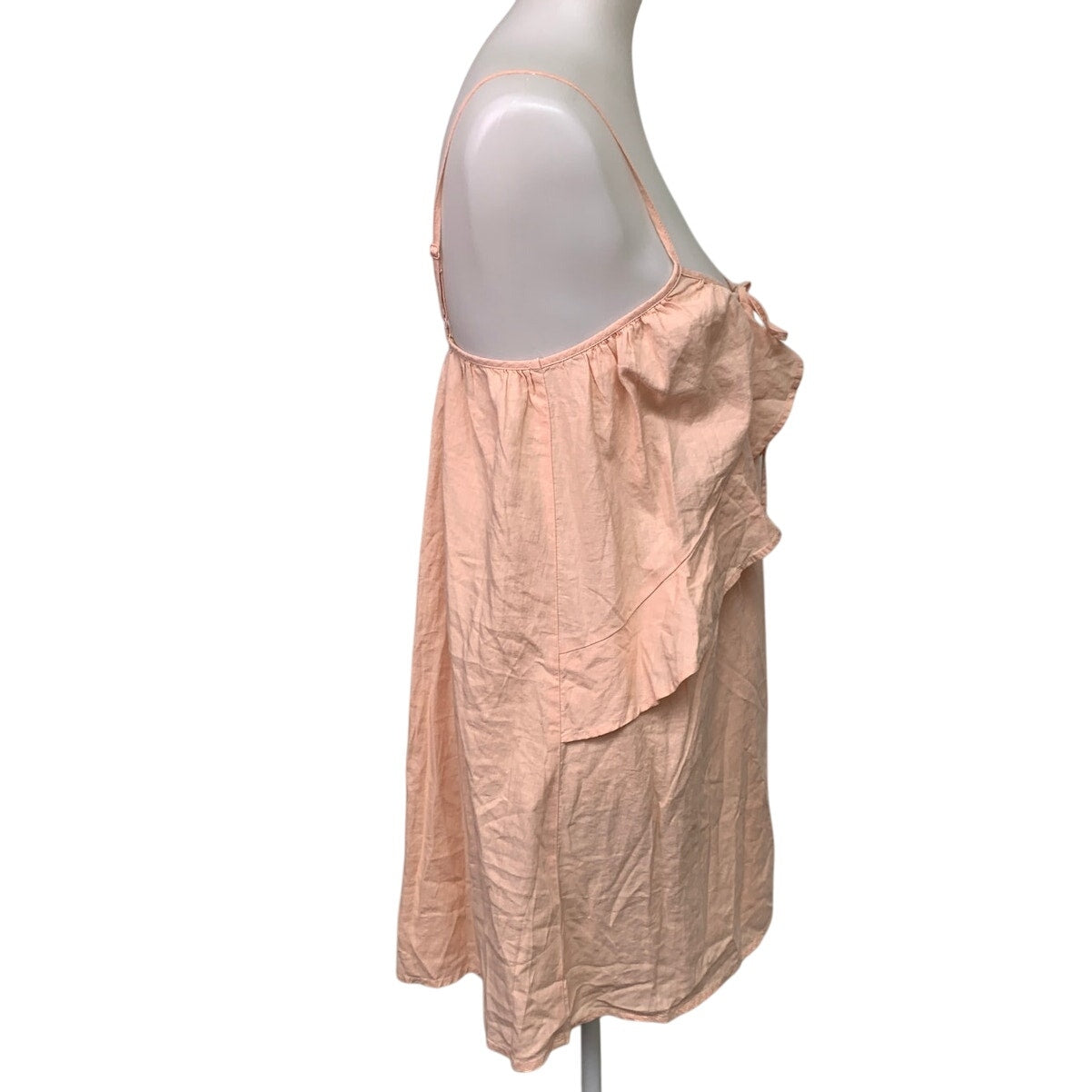 New Aerie Womens Small Orange Peach Spaghetti Strap Front Tie Flowy Mini Dress