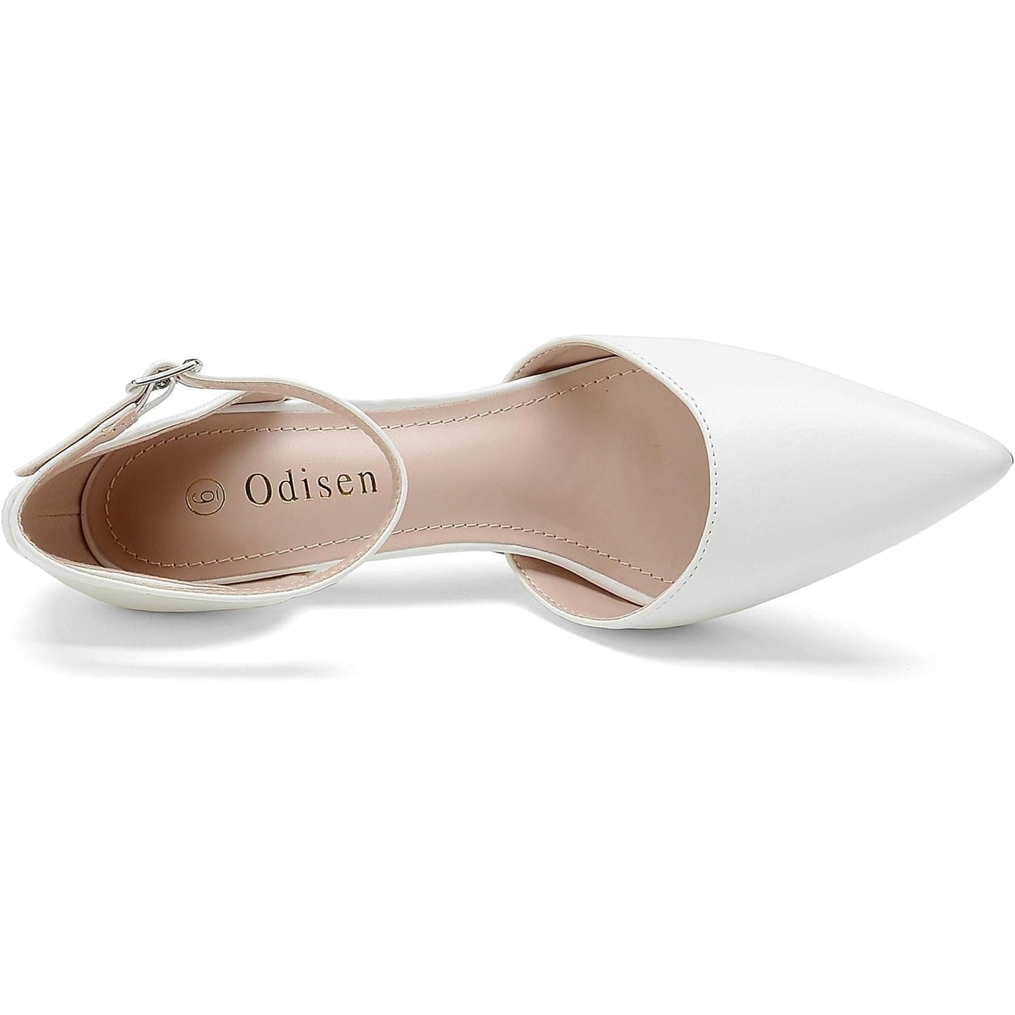 Odisen Womens Size 8 White 3.5" Stiletto Heel Closed Point Toe Ankle Strap Shoes