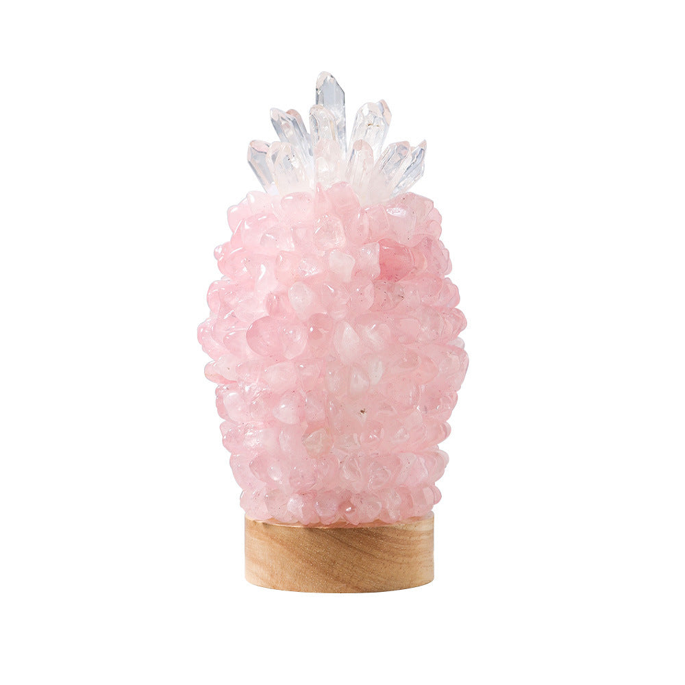 Natural Powder Crystal Crushed Stone Pineapple Night Light