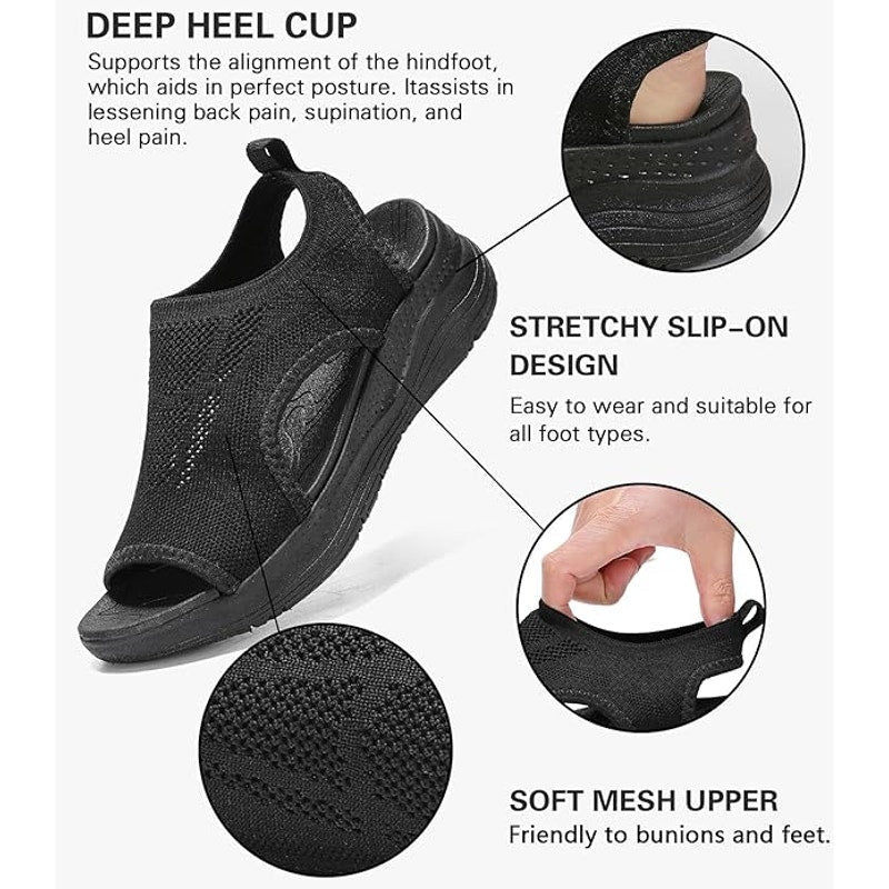 Ziitop Womens Size 10 Black Slip on Sandals Breathable Mesh Non Slip Shoes