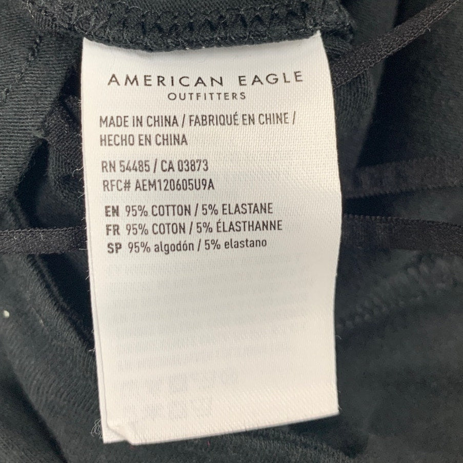 American Eagle Womens Small Black Cotton Blend Thin Strap Snap Closure Bodysuit