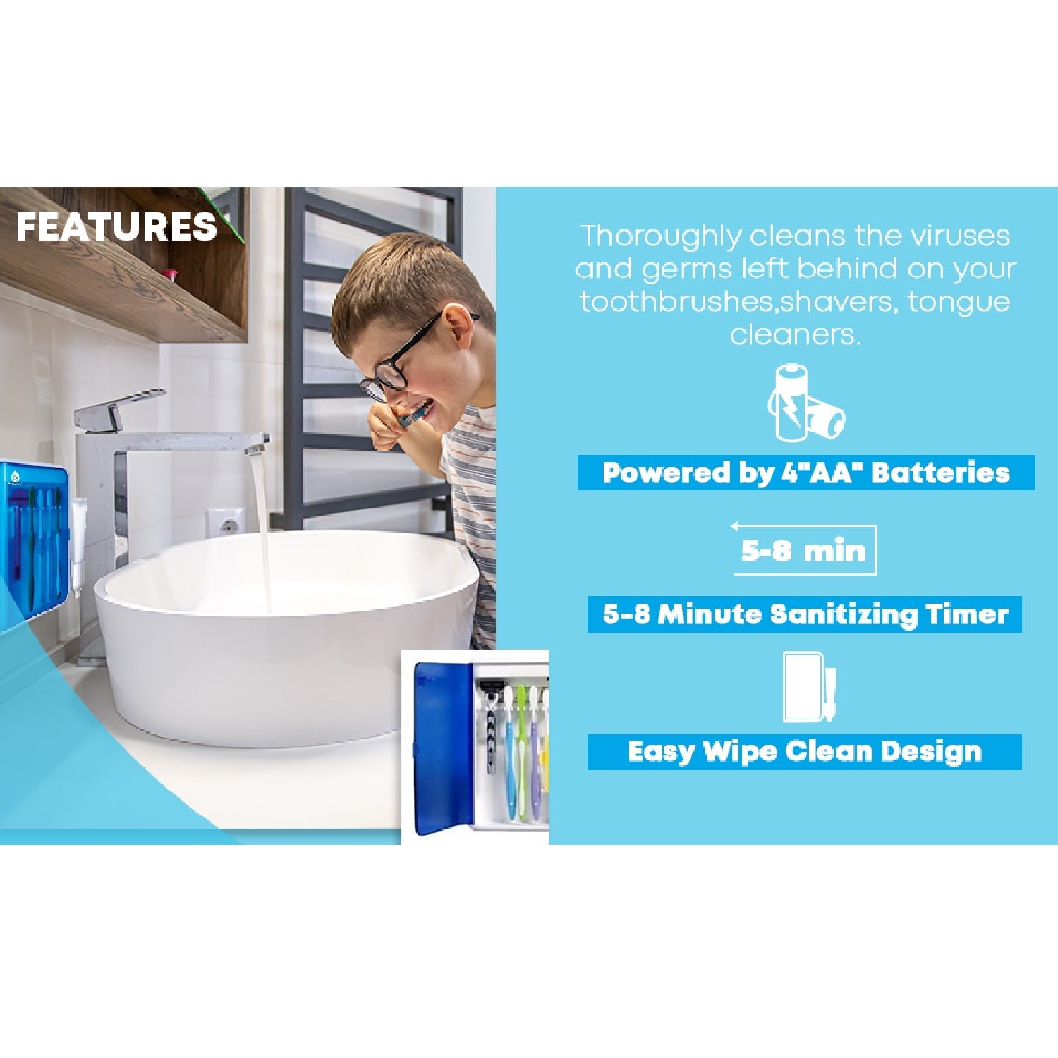 Wall Mountable Portable UV Toothbrush Sanitizer-3