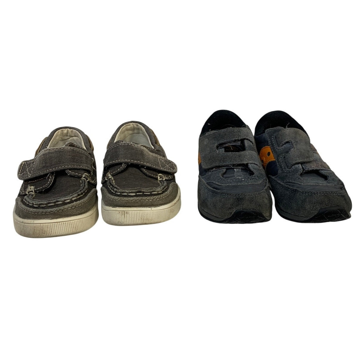 Lot of 2 Saucony Toddler Boys Size 9-10 Gray Brown Sneakers Round Toe Shoes