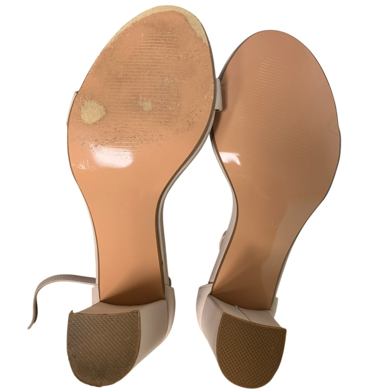Idifu Womens Size 9 Tan Nude Open Toe 4" Block Heel Ankle Strap Sandal Shoes