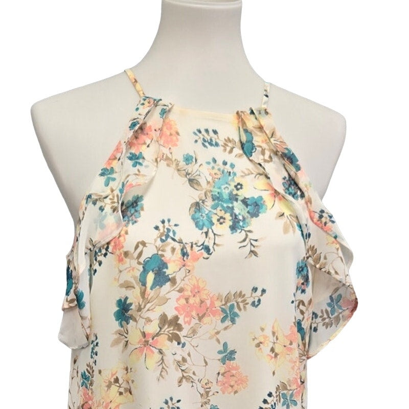 Pink Owl Apparel Womens Medium Floral Spaghetti Strap Lined Sheath Dress