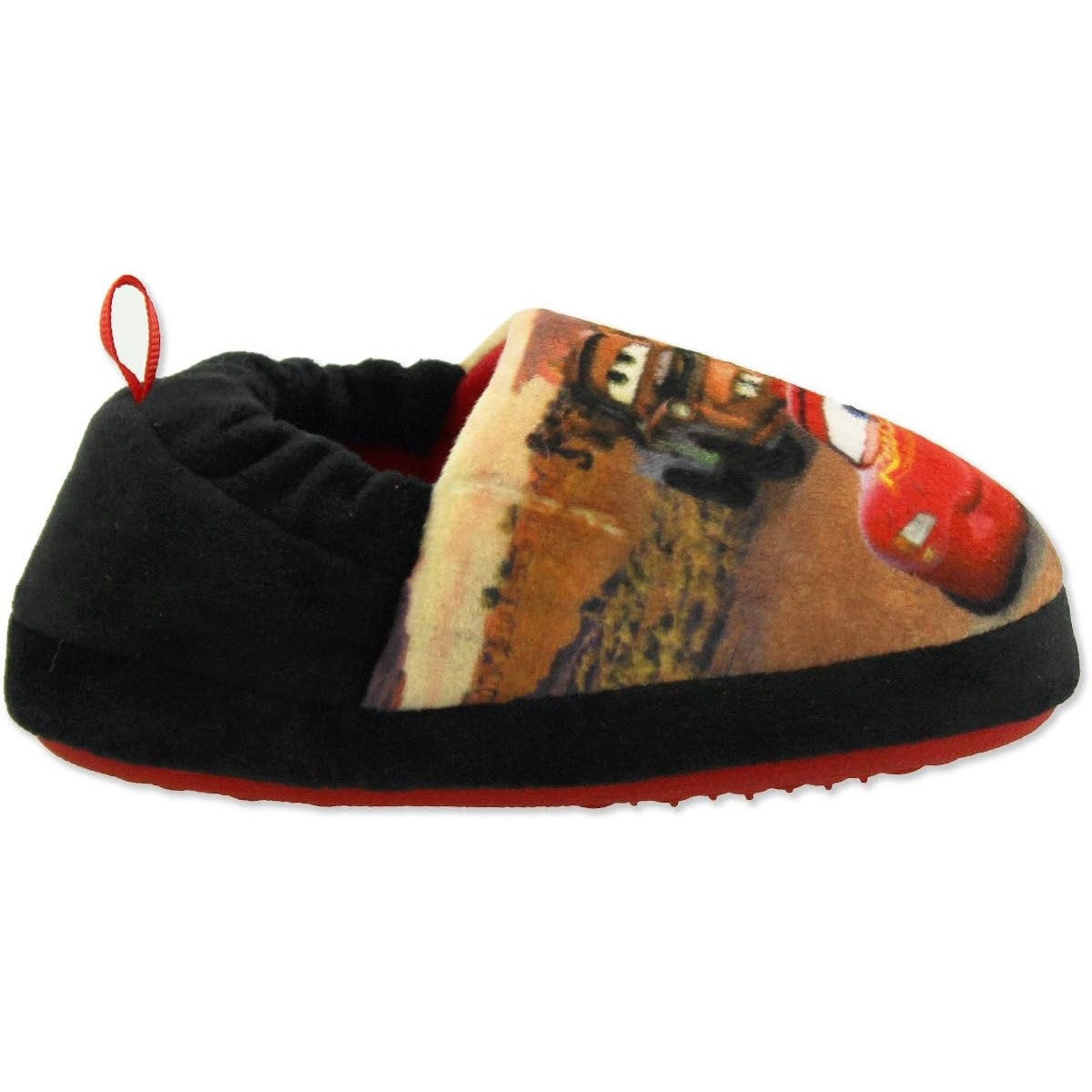 New Disney Cars Boys Size 5/6 Red Black Lightning McQueen Tow Mater Slippers