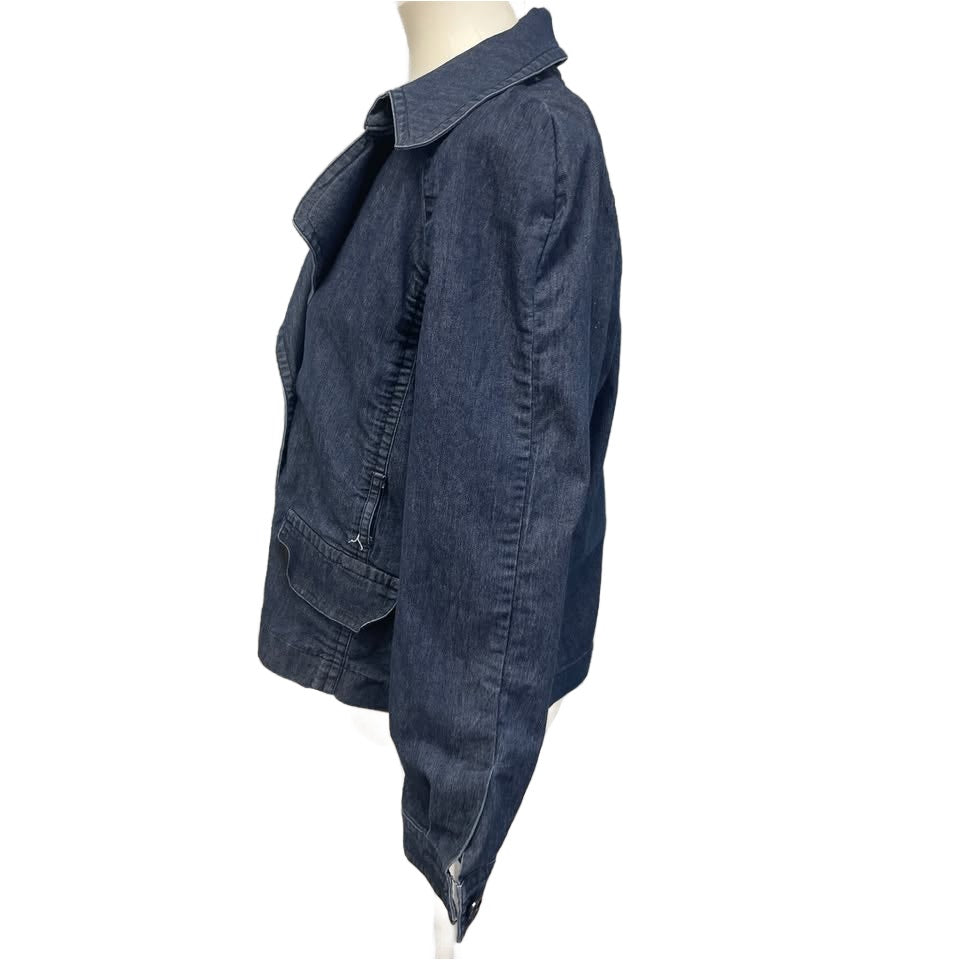 Larry Levine Womens XL Double Breasted PolyCotton Long Sleeve Denim Jacket