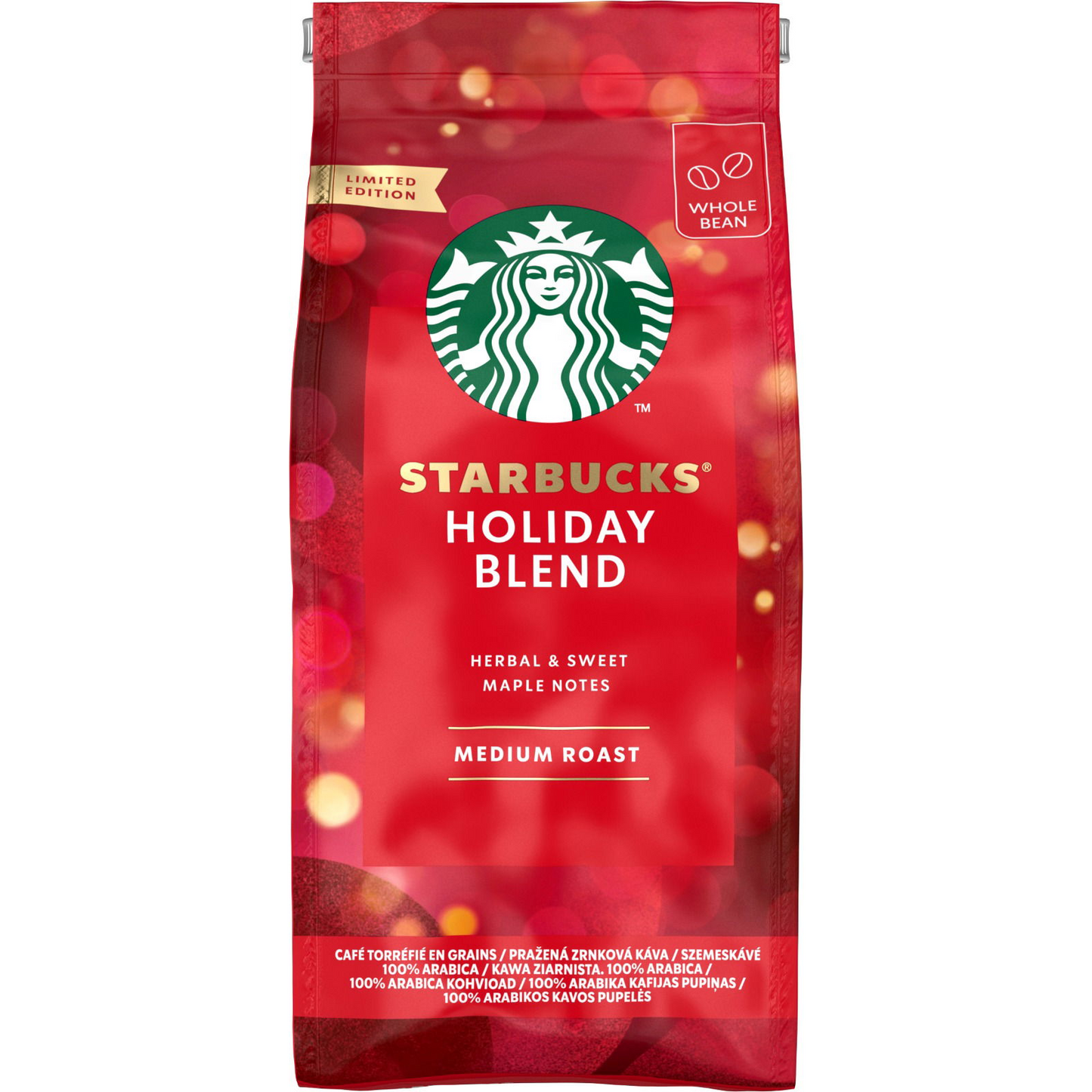 Starbucks® Holiday Blend Medium Roast limitált kiadású szemes kávé 190 g (7613039399712)-0