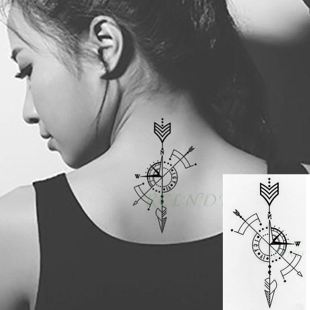 Elegant Black Waterproof Temporary Tattoo Stickers Moon Hill Modern Body Art Stickers Hand Foot High Quality For Womens