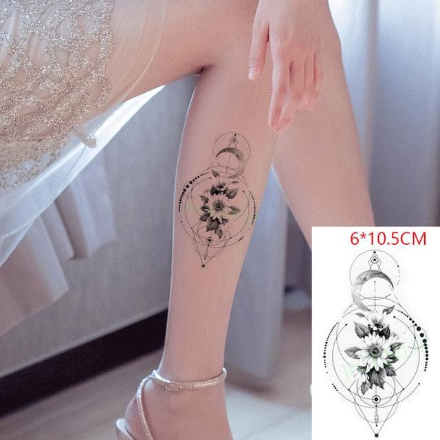 Elegant Black Waterproof Temporary Tattoo Stickers Moon Hill Modern Body Art Stickers Hand Foot High Quality For Womens