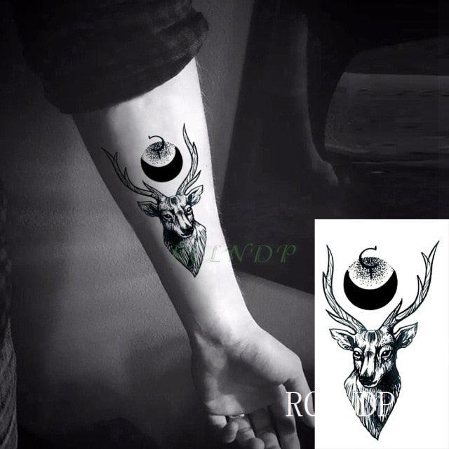 Elegant Black Waterproof Temporary Tattoo Stickers Moon Hill Modern Body Art Stickers Hand Foot High Quality For Womens