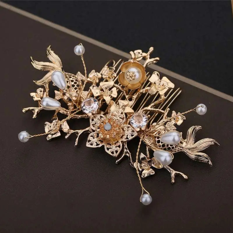 Elegant Chinese Bridal Jewelry with Pearls and Crystals