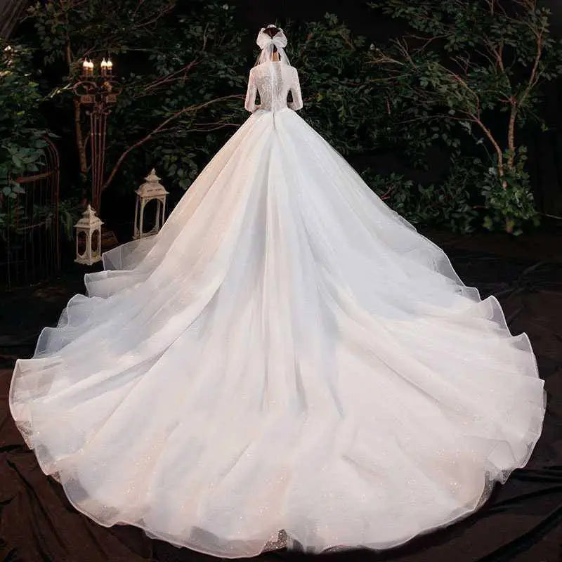 Elegant Lace Bridal Temperament Trailing Long Sleeves