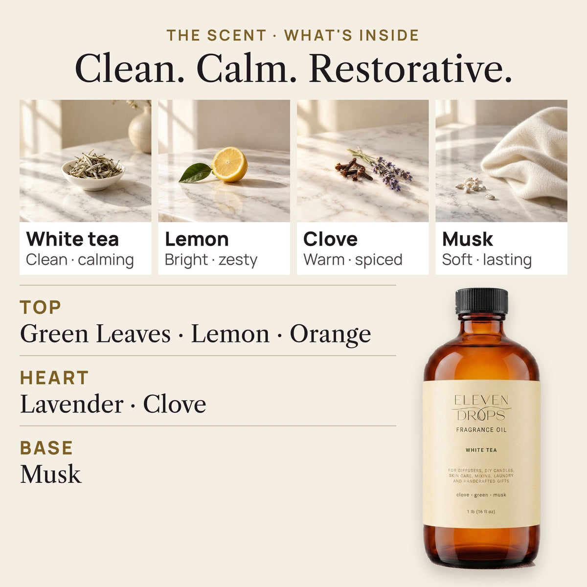 White Tea Essential Diffuser Oil - Premium Luxurious Fragrance Oil