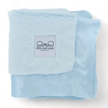 Luxury Baby Lovey with Satin Trim in Luxe Plush, Blue