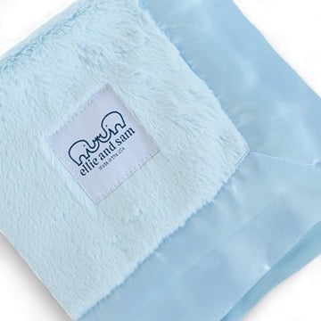 Luxury Baby Lovey with Satin Trim in Luxe Plush, Blue