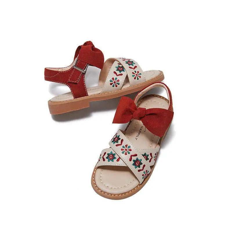 Embroidered Floral Big Children’s Soft-soled Sandals
