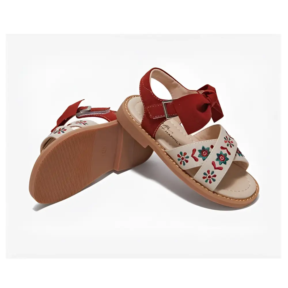 Embroidered Floral Big Children’s Soft-soled Sandals