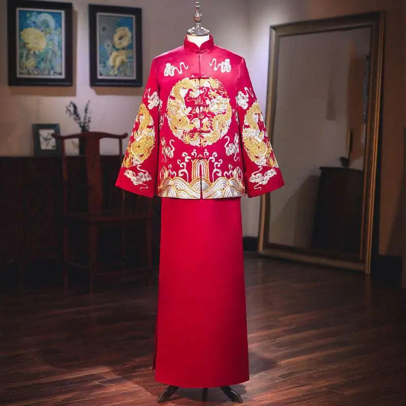 Embroidered Kimono Chinese Wedding Couples Suits
