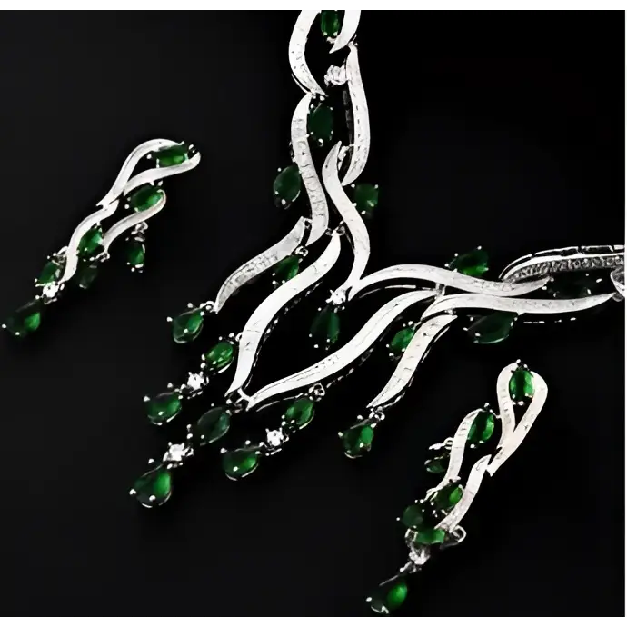 Emerald Green Crystal Jewelry Zircon Jewelry Set
