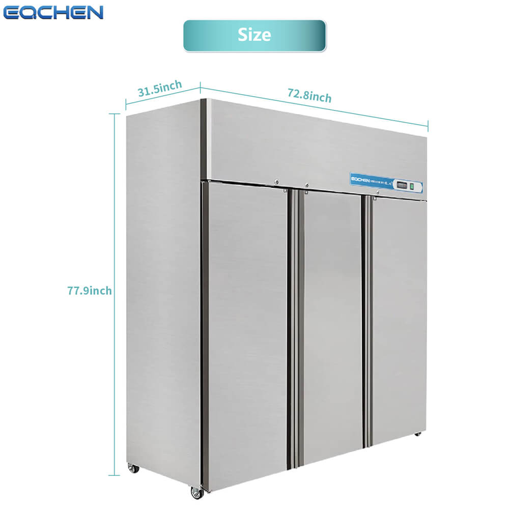 EQCHEN 72 Inch 3 Door Commercial Refrigerator