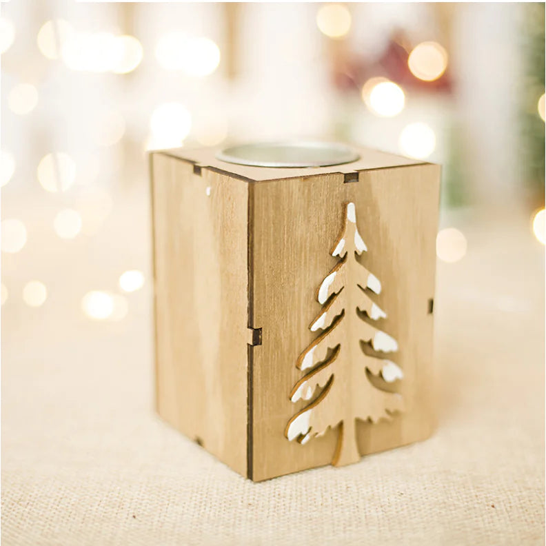 Wooden Christmas Candleholder Decoration
