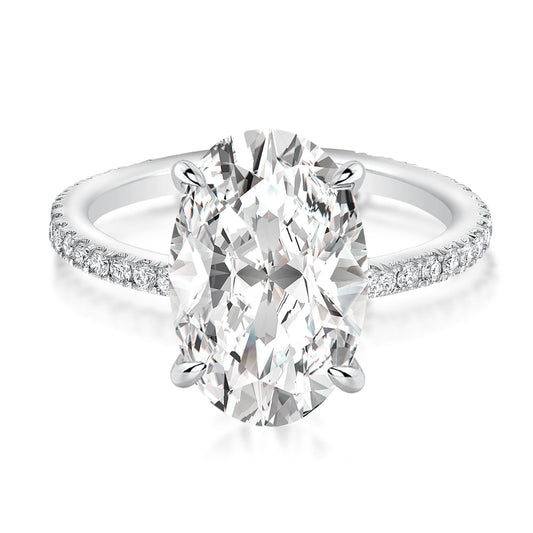 Moissanite 4.0 Ct Pavé Oval Cut Engagement Rings For Women