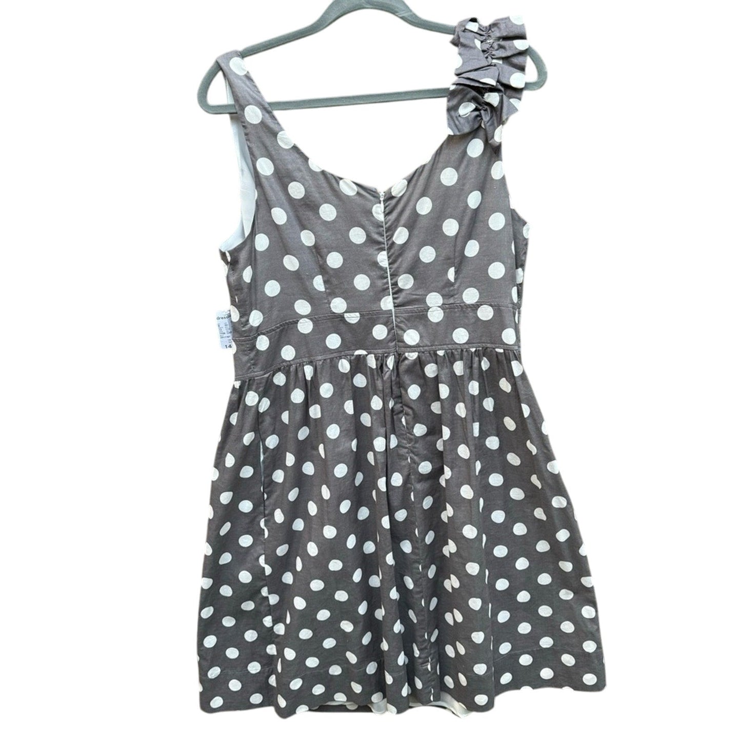 Dress Barn Women Size 14 Polka Dot Lined V Neck Thin Strap A Line Dress
