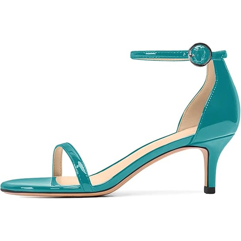 Odernee Womens Size 6.5 Turquoise Blue 2" Heel Open Toe Ankle Strap Sandal Shoes