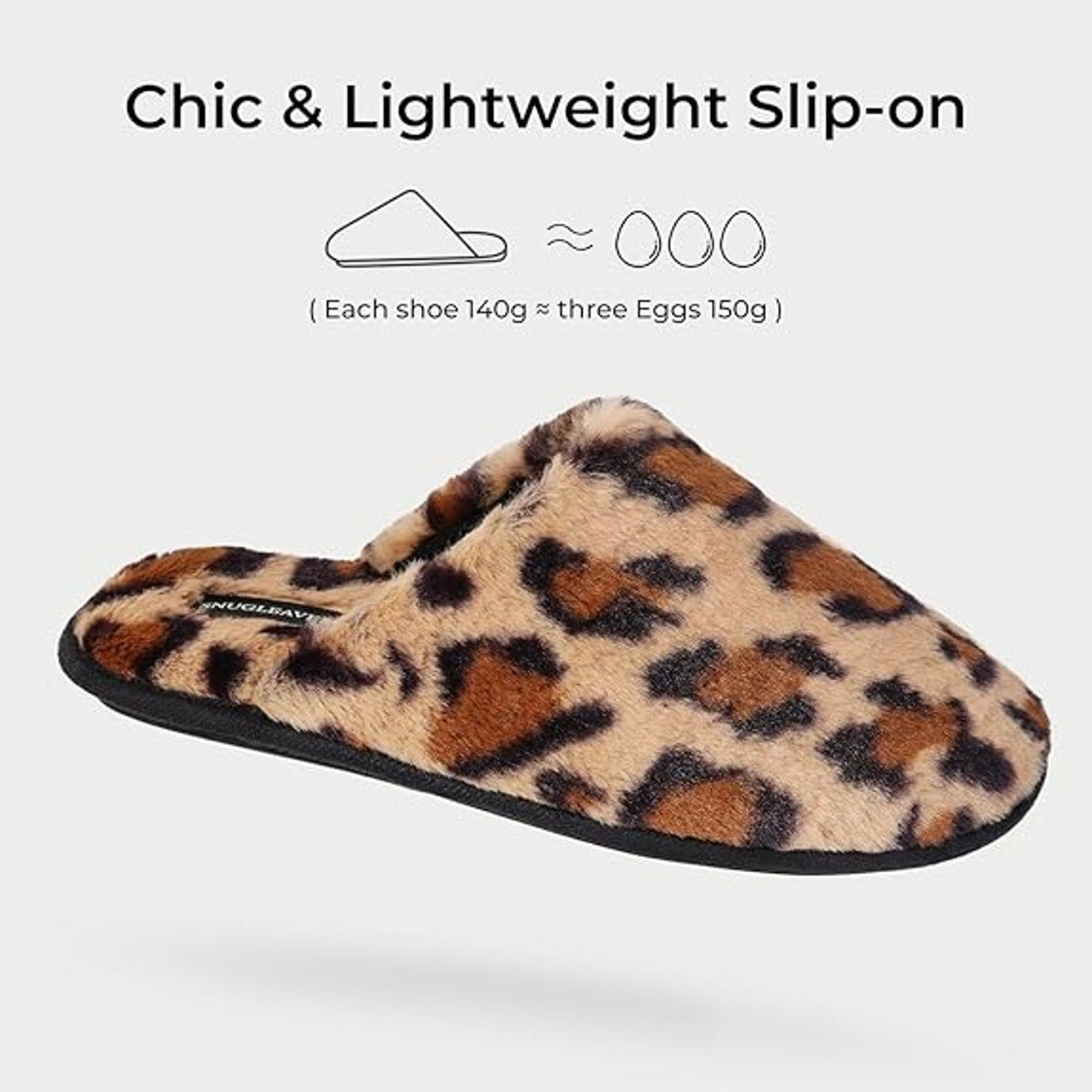 SnugLeaves Womens Size 9/10 Brown Leopard Spot Slide On Memory Foam Slippers