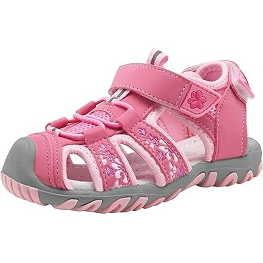 Apakowa Little Girls Size 7 Pink Butterfly Closed Toe Sport Beach Sandals