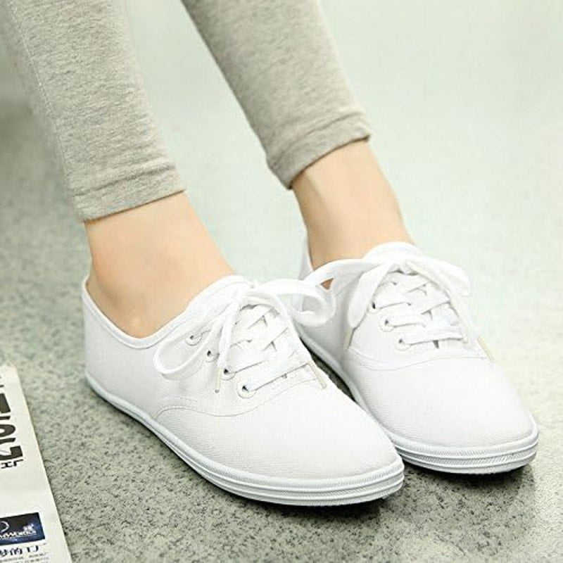 Venus Celia Womens Size 7 Solid White Lace Up Basic Canvas Sneaker Tennis Shoes