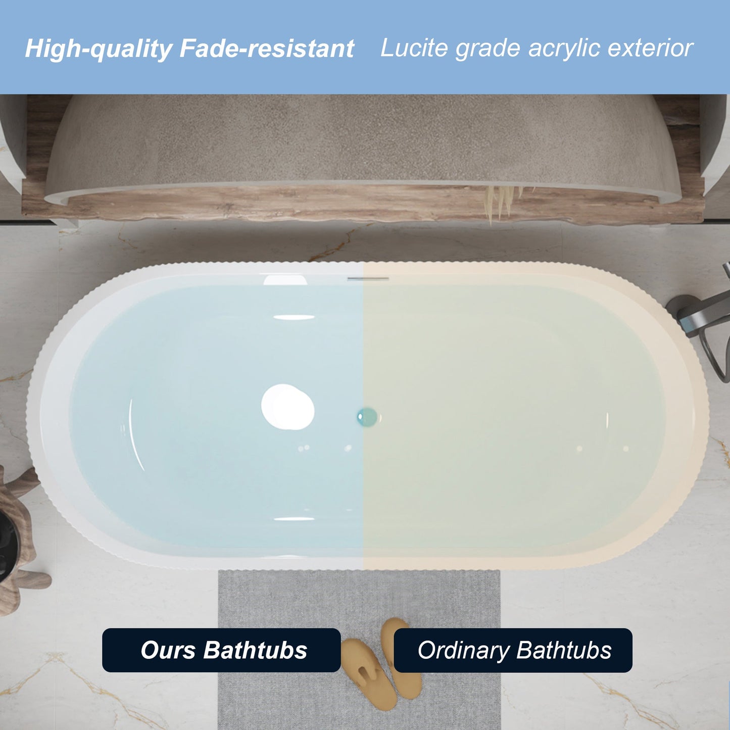 59" Linear Acrylic Freestanding Bathtub