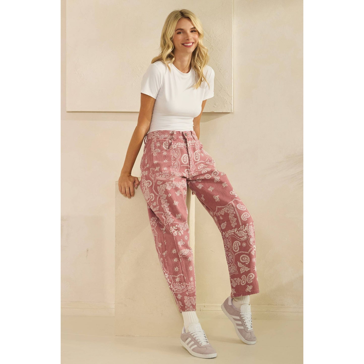 Vintage Pink Paisley Denim