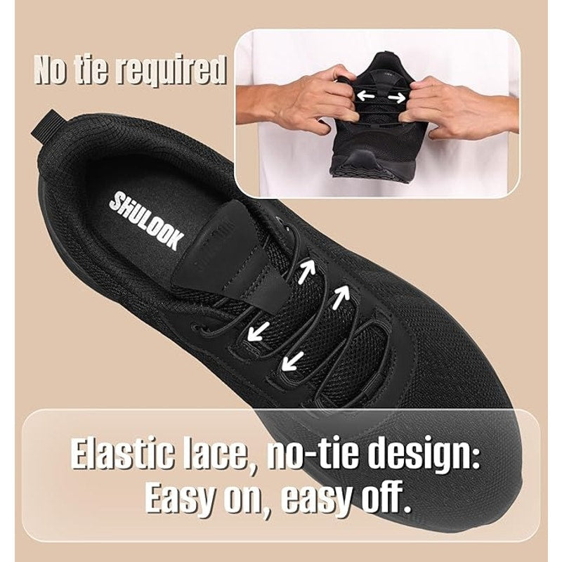 Shulook Mens Size 11.5 Black Mesh Slide On Non Slip Restaurant Service Shoes