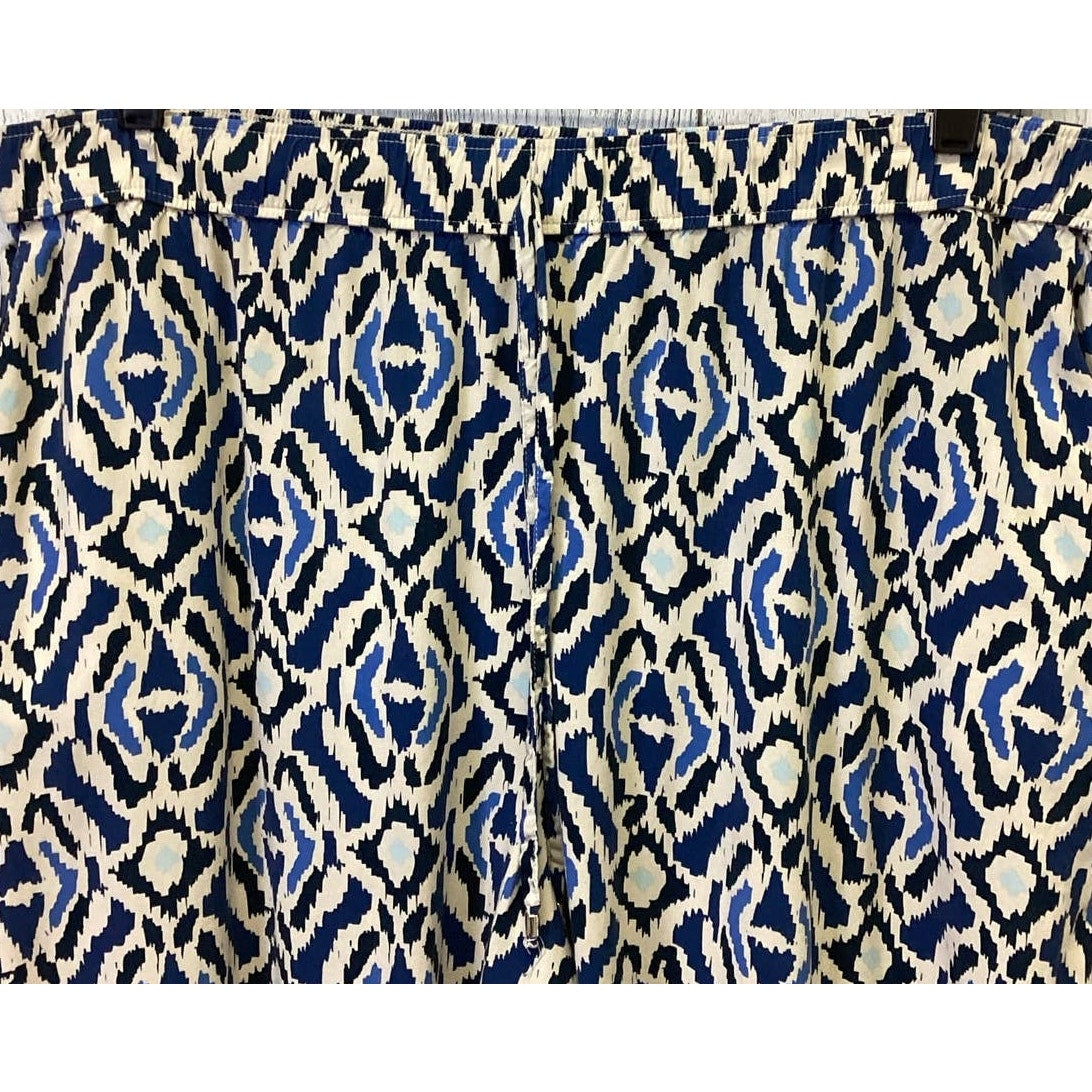 F&F Womens Size 18 Drawstring Elastic Waist Geometric Flowy Tapered Leg Pants
