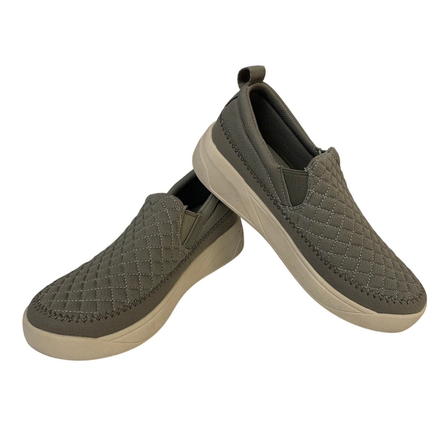 Staheekum Womens Size 9 Taupe Sneakers Quilted Slip On Round Toe Shoes