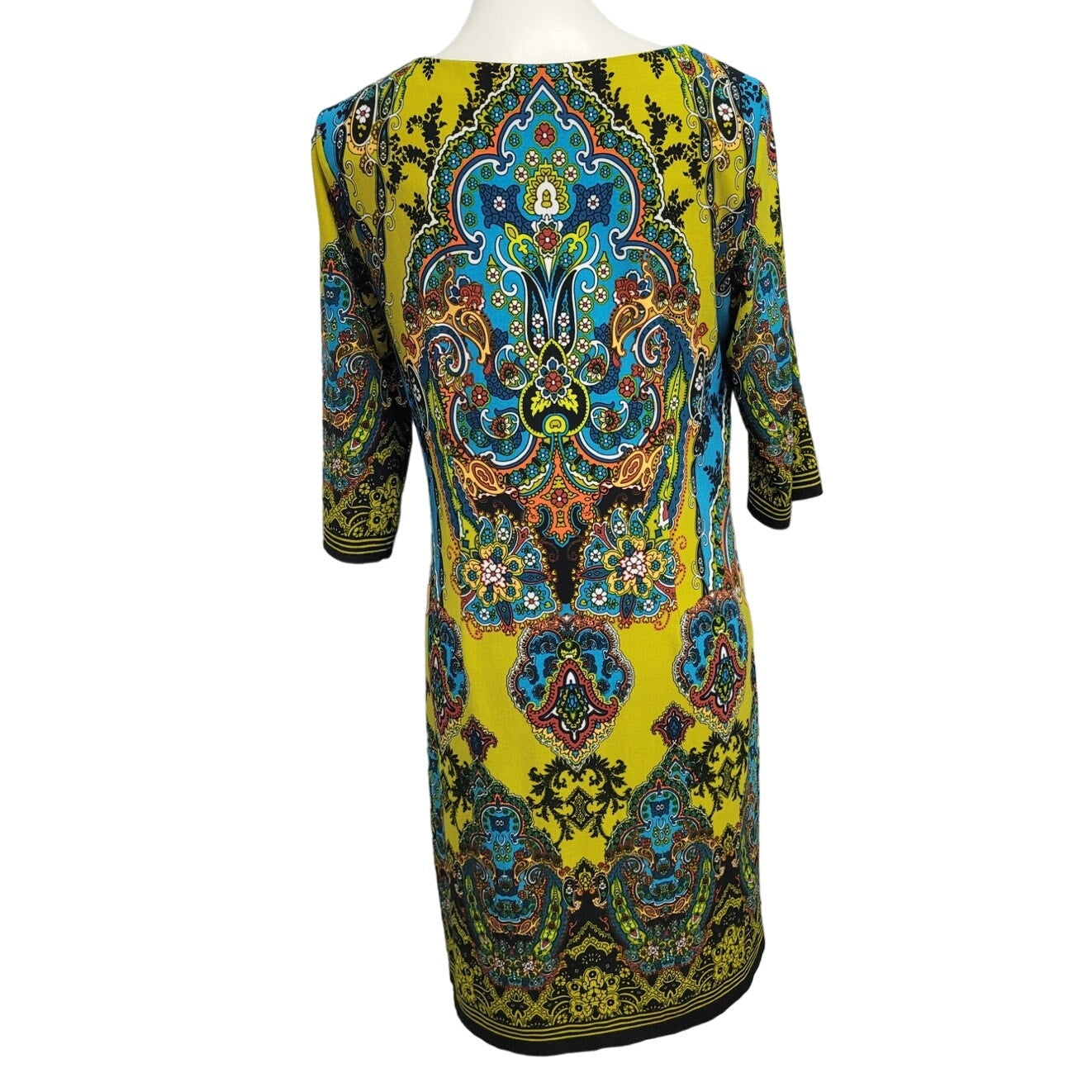 Dress Barn Womens 10 PolySpandex 3/4 Sleeve Patterned Knee Length Dress