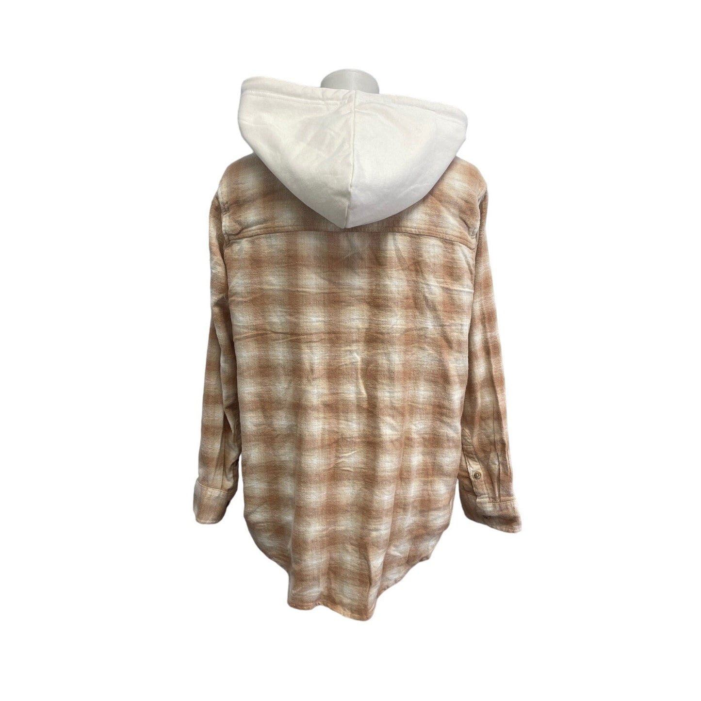 New Time and Tru Womens 3XL Long Sleeve Plaid Flannel Cotton Blend Hoodie