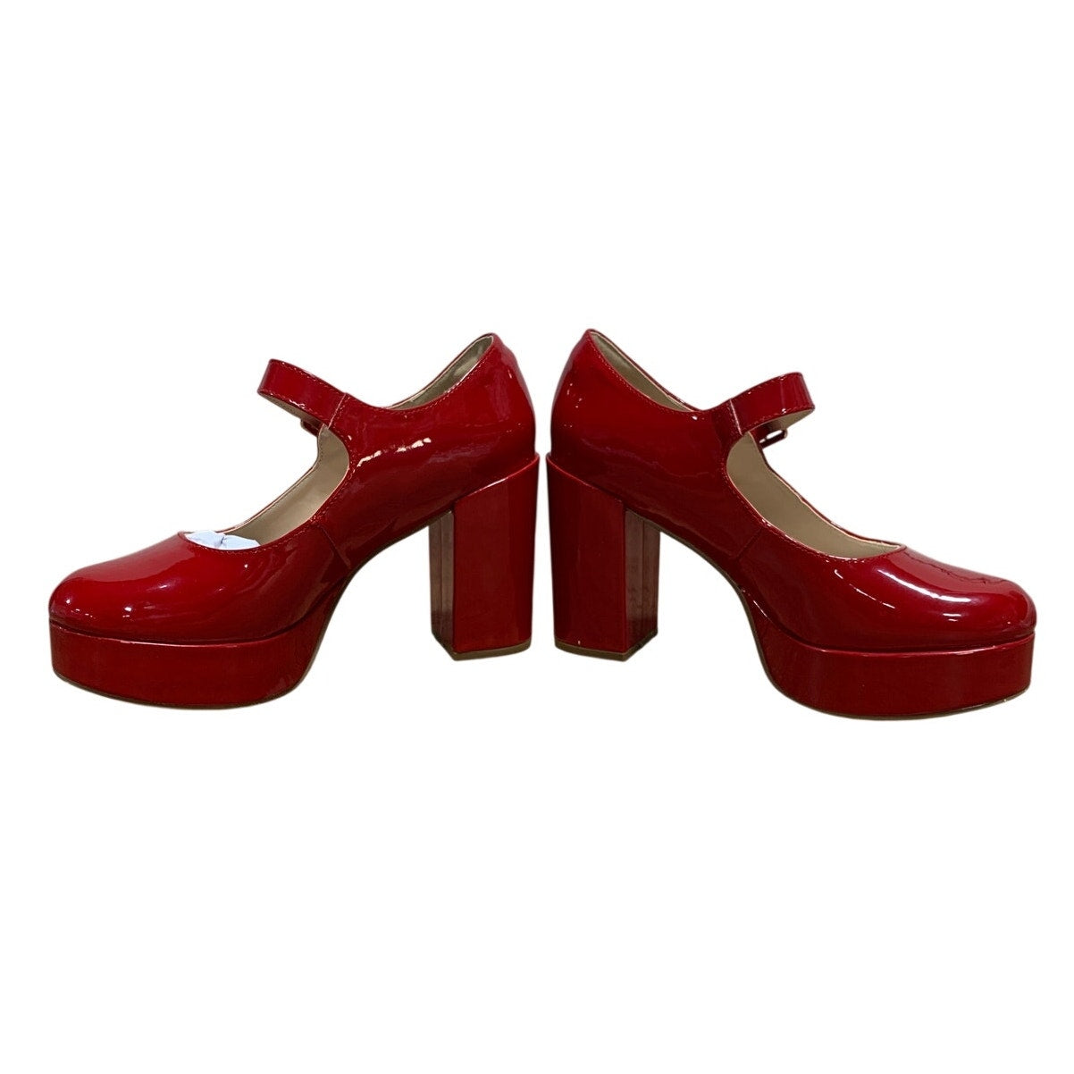 Coutgo Womens Size 9 Red 4" Heels Mary Jane Round Closed Toe Buckle Strap Shoes