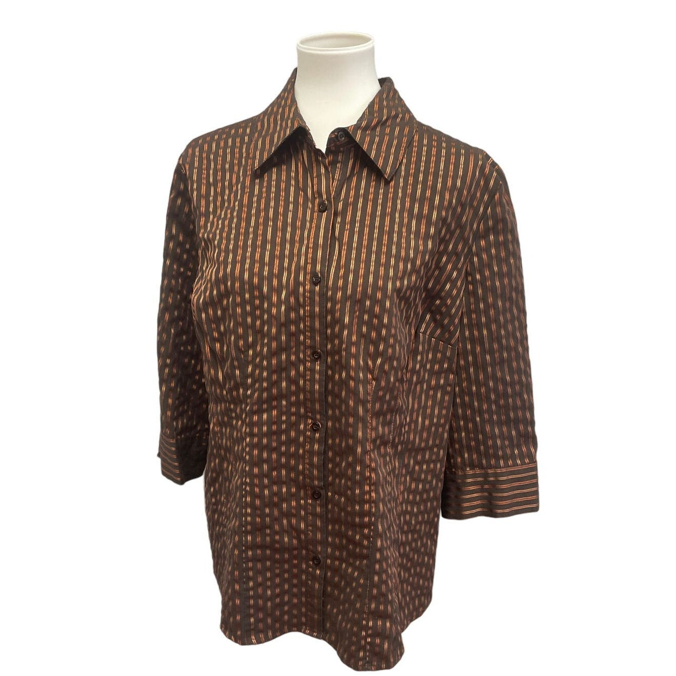 Lot of 2 Apt 9 Womens 1X 3/4 Sleeve PolyCotton Essential Button Down Shirts
