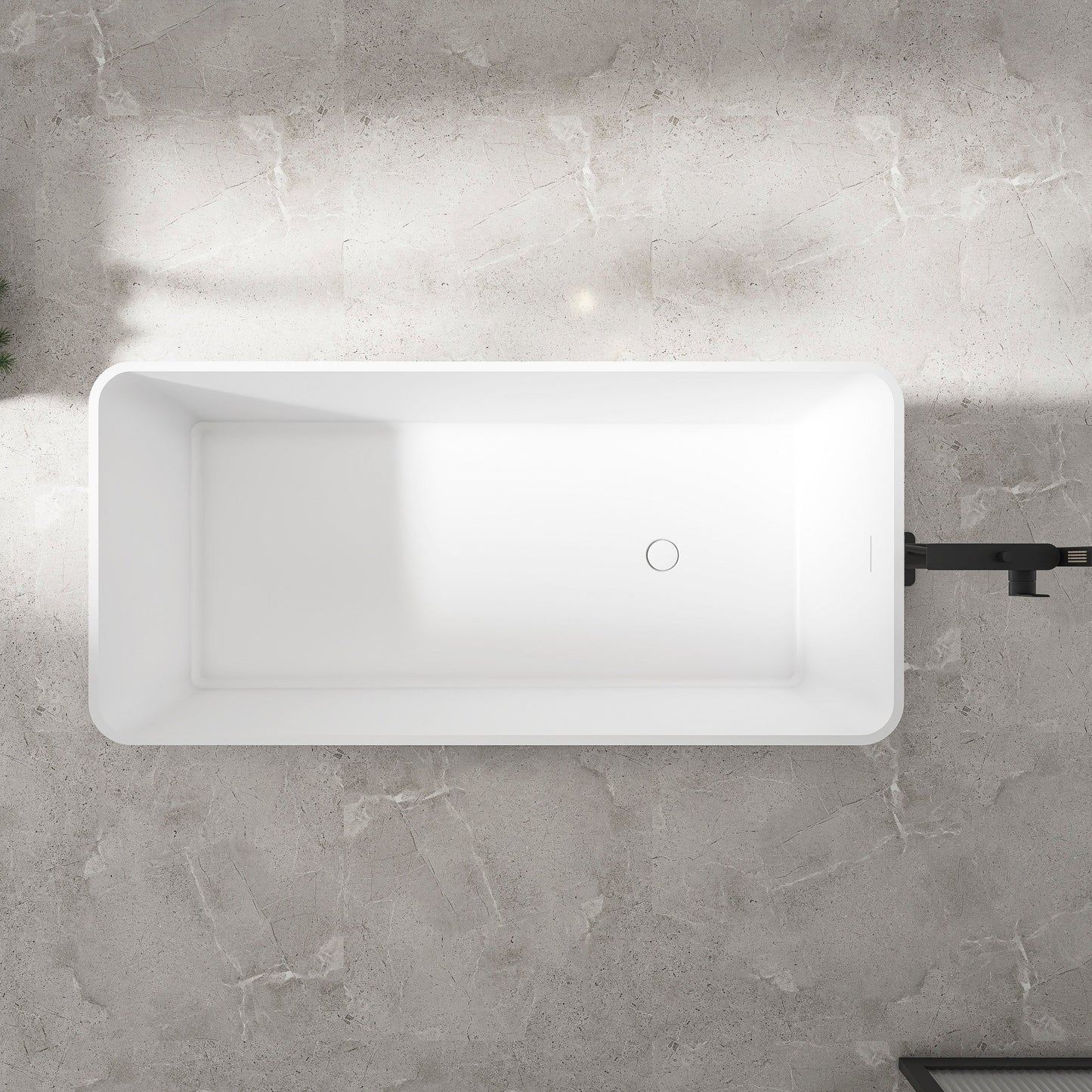67 Inch Freestanding Solid Surface Soaking Bathtub