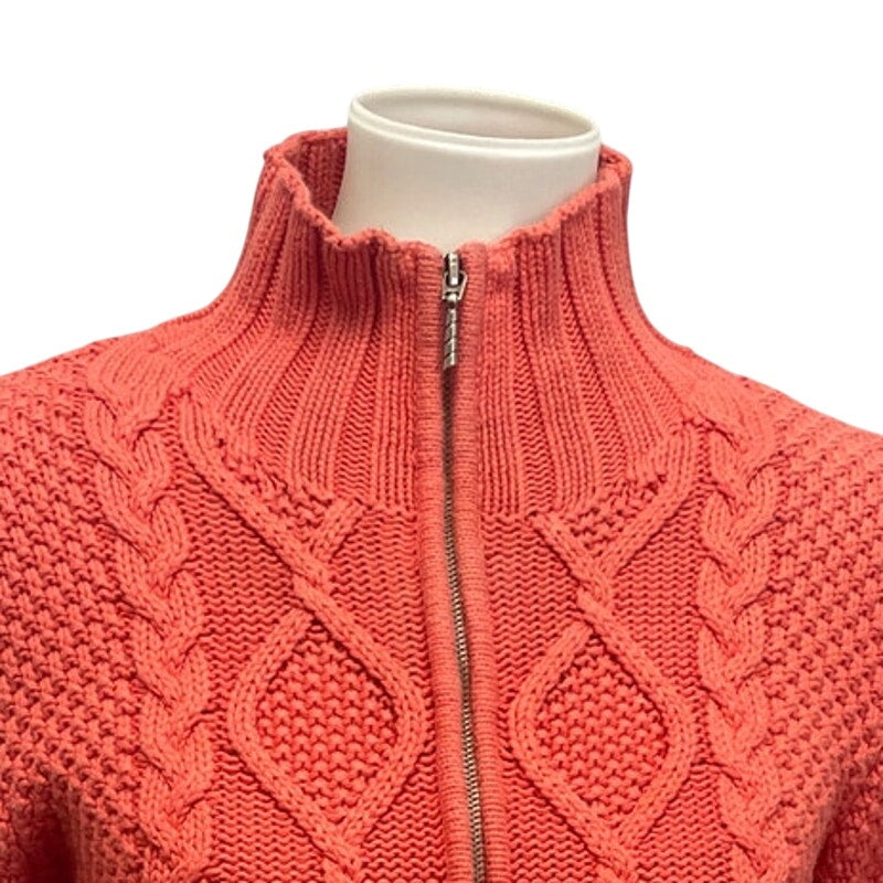 Lea & Nicole Womens Small Full Zip Long Sleeve High Neck Cabled Cardigan Sweater